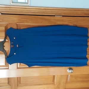 * Rafaella Royal Blue Midi Dress with Gold Jewelry Accents, Size 2X, Like New